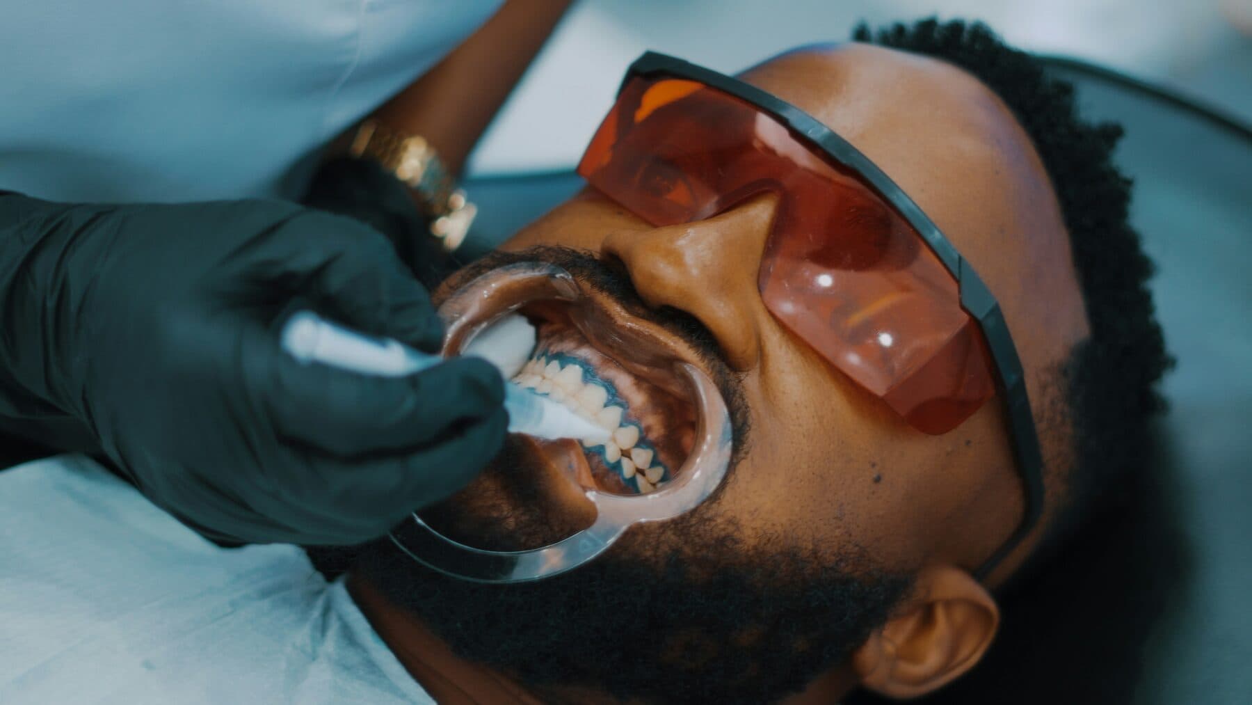 A dental procedure in progress